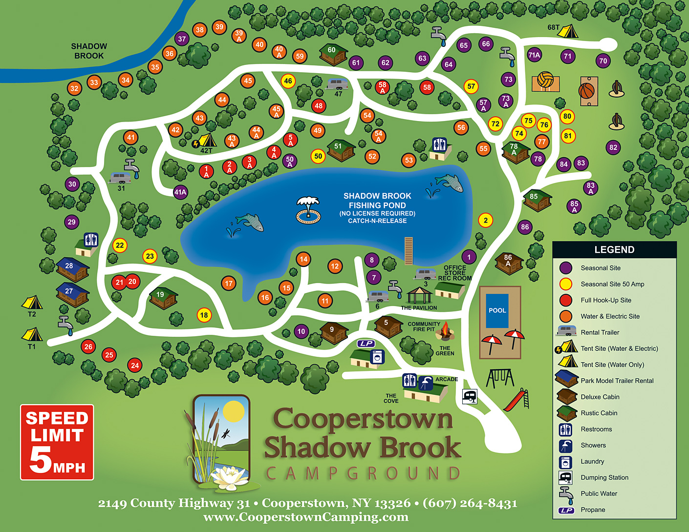 Cooperstown Shadow Brook Campground Site Map
